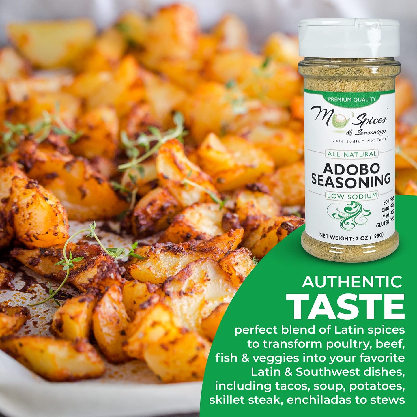 Mo'Spices & Seasonings - Adobo Seasoning, Low Sodium, Gluten Free, Non-GMO, Soy Free, MSG Free, Vegan, Paleo & Keto Friendly-Health Conscious-Sea Salt - Spices - Perfect for Foodies & Picky Eaters