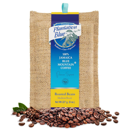 Plantation Blue 100% Blue Mountain Coffee Medium Roast Whole Beans from Jamaica (8oz)