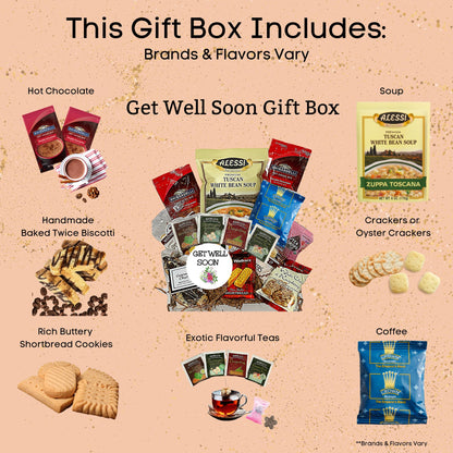 Get Well Soon Gift Basket, Get Well Gift Box, Gift For Sick Person, Hospital Care Package, Sick Care Package, Coffee, Soup and Tea Gift Box