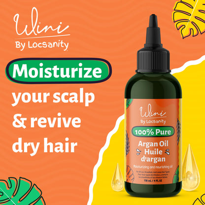 Locsanity Wini Pure Argan Hair and Body Oil, 100% Cold-Pressed, 4 Fl Oz