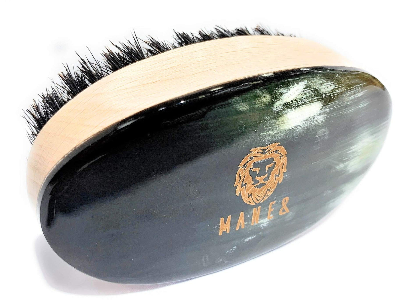 Premium Handmade Oxhorn Military Style Medium Stiff Natural Boar Bristle Men’s with Beard Oils - Sandalwood | Orange