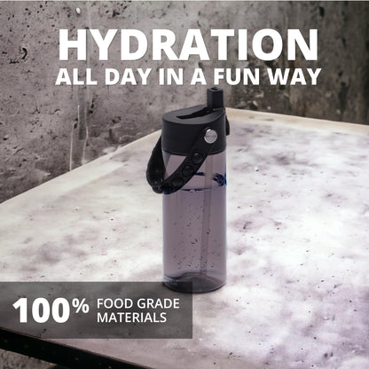 Elemental Leak Proof Water Bottles for Kids - Splash Kids Water Bottle for School with Pop-it Handle - BPA Free Tritan Plastic Reusable Water Bottle with Straw - Black - 18oz