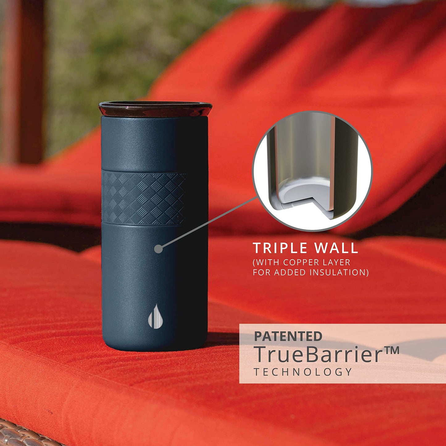 Elemental Artisan Insulated Tumbler, Triple Wall Coffee Travel Mug, Reusable Stainless Steel Coffee Tumbler with Ceramic Lid, Thermal Coffee Cups for Hot (6 Hrs) & Cold (18 Hrs), 16oz - Navy Blue