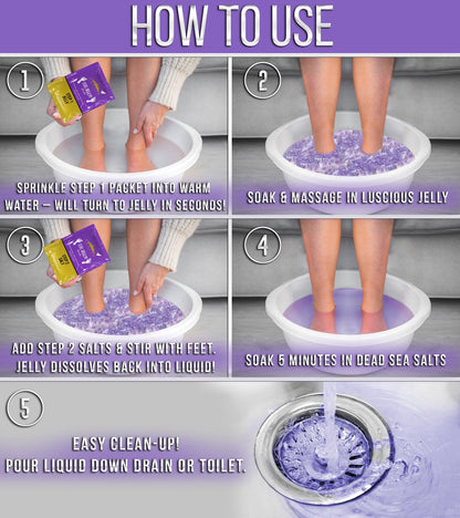 Crafts And The City SOO Jelly Pedicure Packs - Pedicure Foot Soak For Feet - Moisturizing Jelly Spa Pedi Soak - Foot Spa Bath Soak For Soaking - Pedicure Foot Gel (Lavender)
