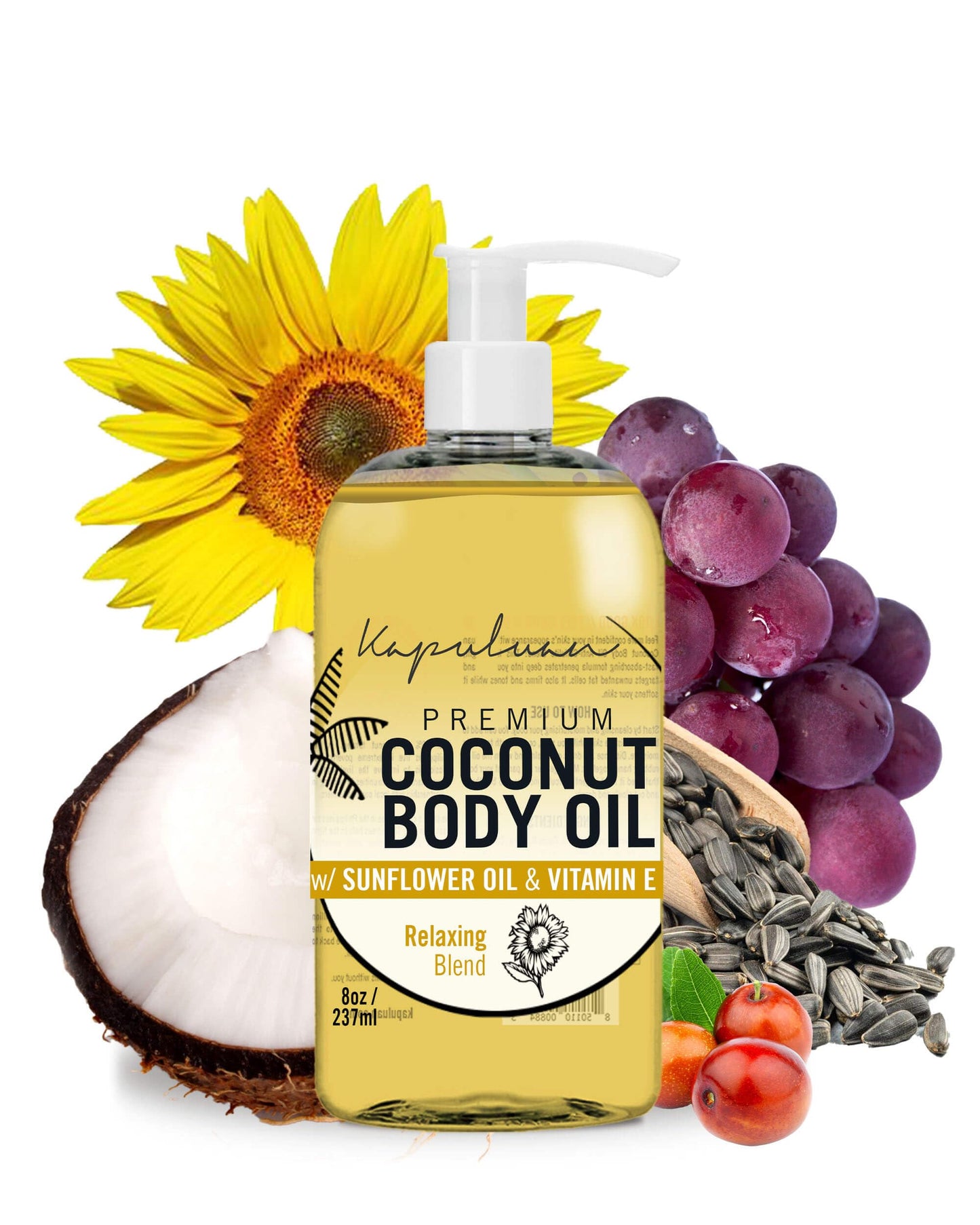 Kapuluan Massage Body Oil Relaxing Blend – Lavender Coconut Oil Blend for Stress Relief, Muscle Tension 8oz