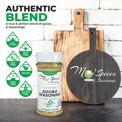 Mo'Spices & Seasonings - Adobo Seasoning, Low Sodium, Gluten Free, Non-GMO, Soy Free, MSG Free, Vegan, Paleo & Keto Friendly-Health Conscious-Sea Salt - Spices - Perfect for Foodies & Picky Eaters