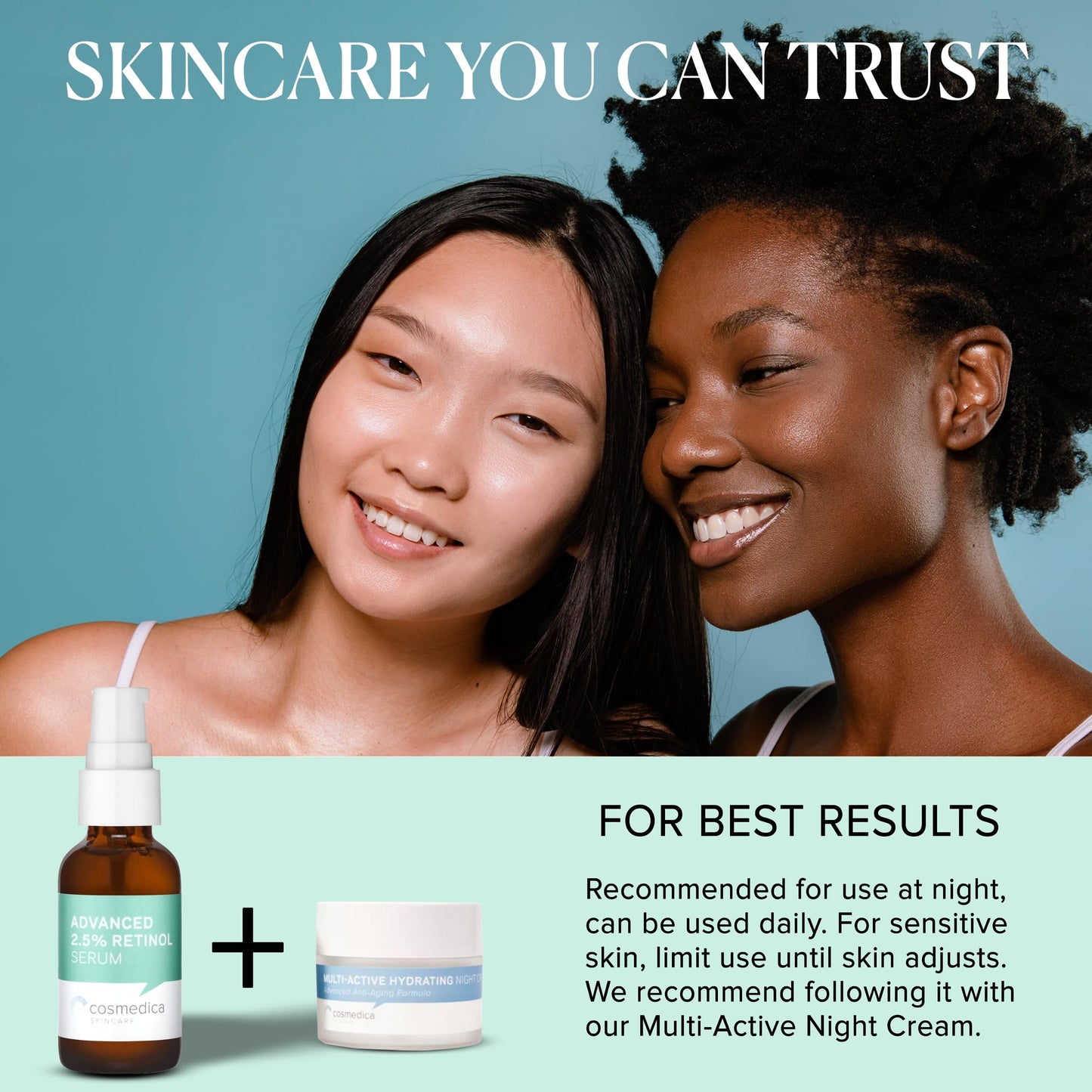 Cosmedica Skincare's Advanced 2.5% Retinol Serum w/Green Tea, Hyaluronic Acid & Vit E - Anti-Aging, Skin Revitalizing, Hydrating Serum for Fine Lines, Wrinkles, Discoloration, and Acne Scars, 1oz