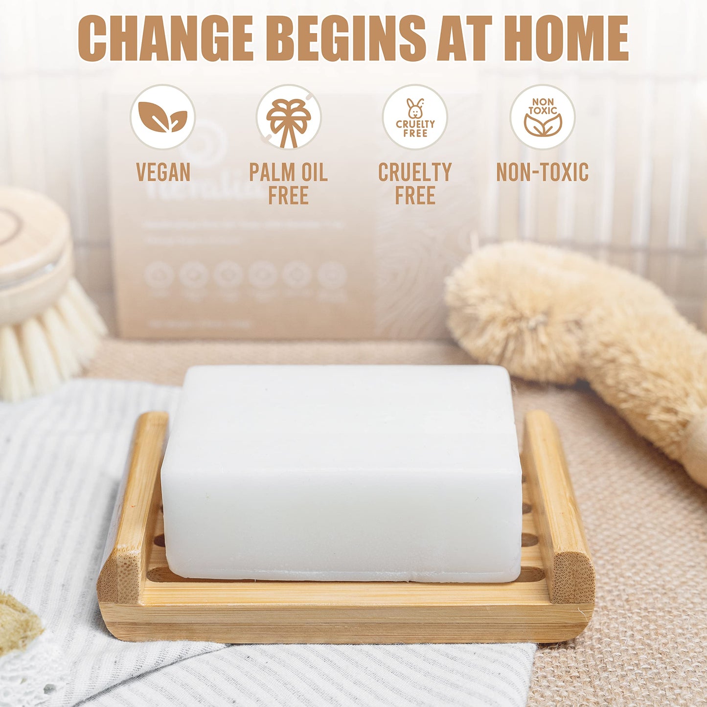 Tieralia Handcrafted Dish Bar Soap - Plant-Based, Zero Waste, Vegan Soap, Unscented Soap, Dish Soap - 5.64oz (Dish Bar and Tray)