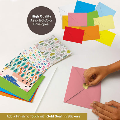 Dessie 50 Different Blank Cards With Envelopes - 4x6 Inch Blank Greeting Cards w/Colored Envelopes & Gold Seals. Colorful Designs - No Repetition. All Occasion Note Cards with Envelopes Set