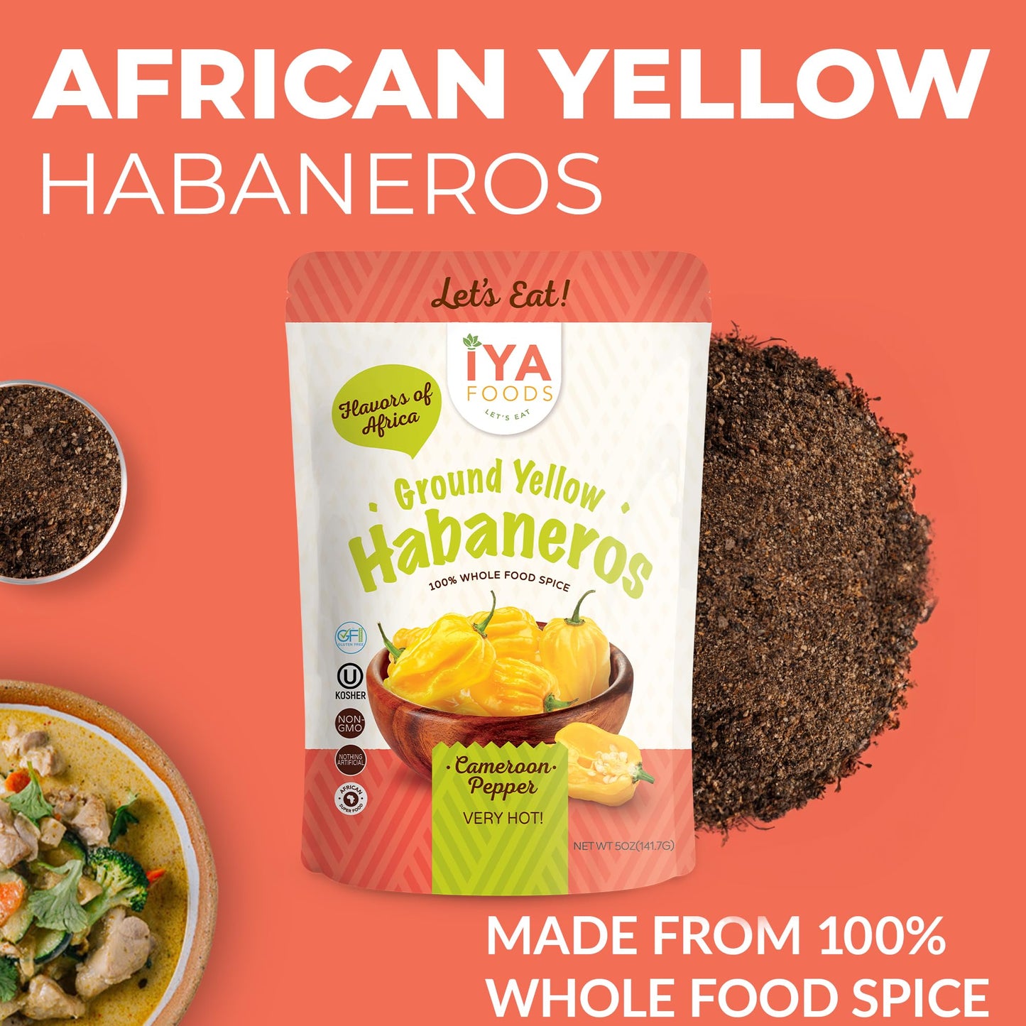 Iya Foods African Yellow Habaneros, Kosher Certified, No Preservatives, No Added Color, No Additives, No MSG (Yellow Pepper), 5 ounces