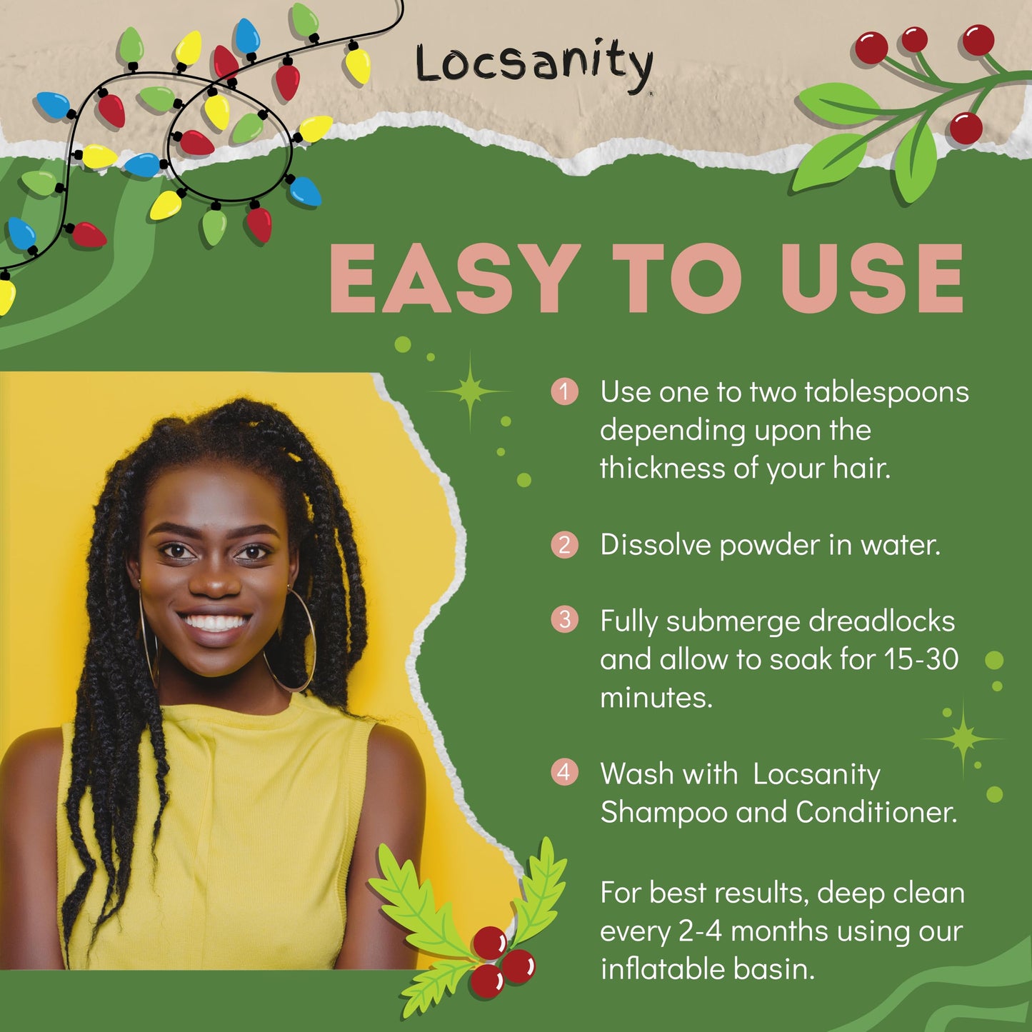Locsanity Dreadlock Hair Scalp Detox - Deep Clean Dreadlock Powder, Cleansing Conditioner - Natural Hair Cleanser for Build Up - ACV Alternative, Loc Care and Maintenance Products