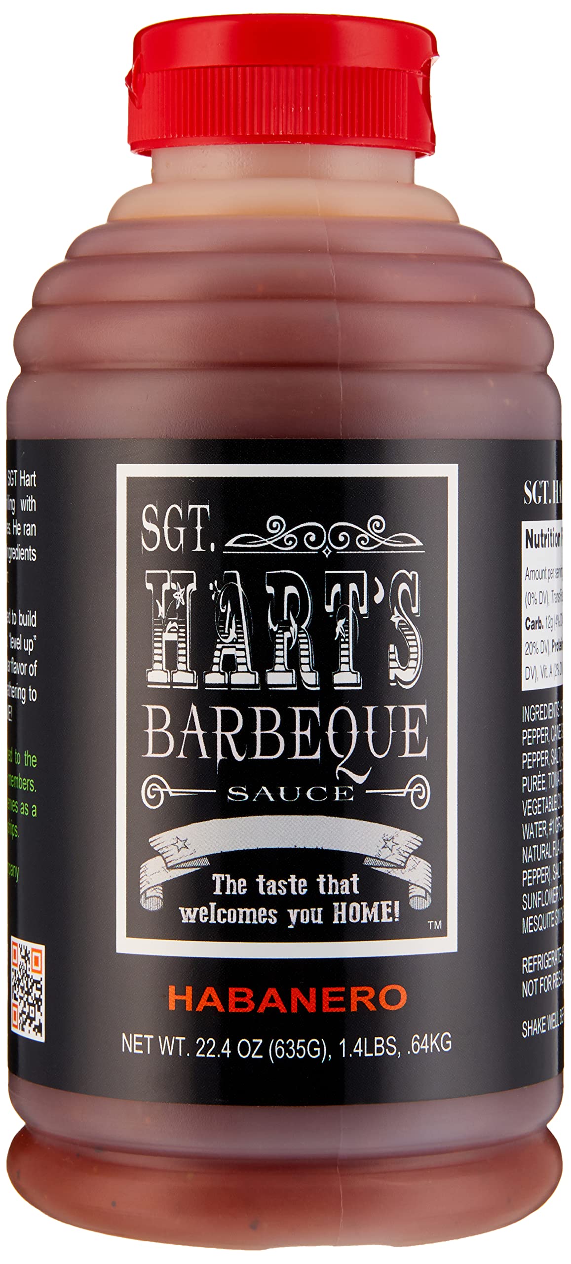 SGT. Hart’s Habanero Barbecue Sauce - 22.4 oz, Fiery Flavor, Versatile Sauce for Glazes, Marinades and Dips, Handcrafted Sauce for Beef, Pork and Chicken - BBQ Sauce