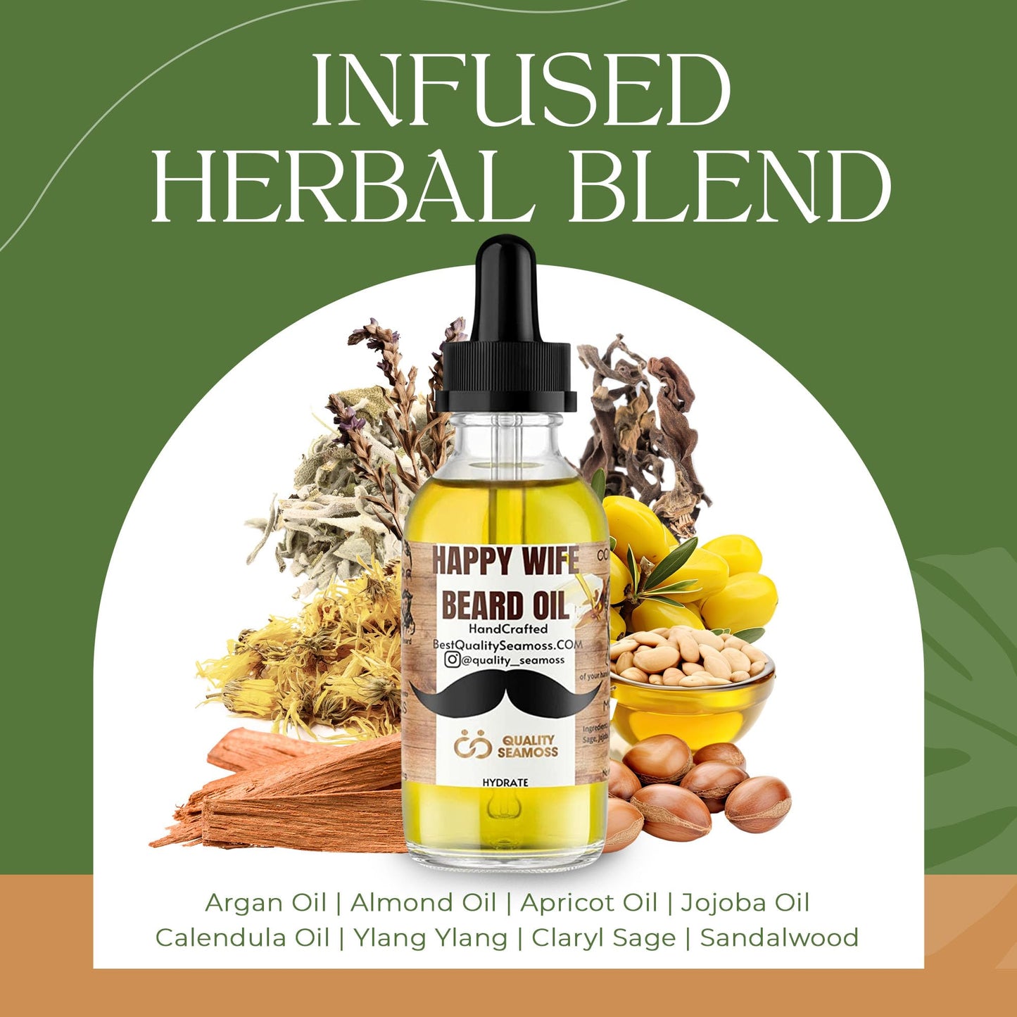 Happy Wife Beard Oil, Minty Tingle Beard Oil for Men, Beard Softener w/Sandalwood, Argan, Jojoba, Mint, Tea Tree Oil, Cucumber & Claryl Sage, Beard Care for Moisturized Skin, 1 oz - Conditioner