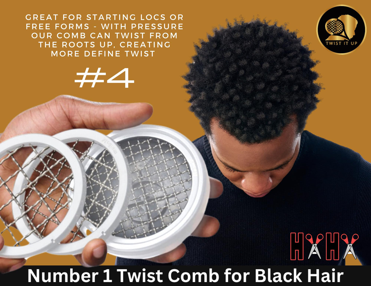 HaHa Davis Twist It Up Comb - Special Edition, V5 Modular Dome Comb for Black Men's Curls - Alternative to Hair Sponges and Tennis Racket Twist Combs