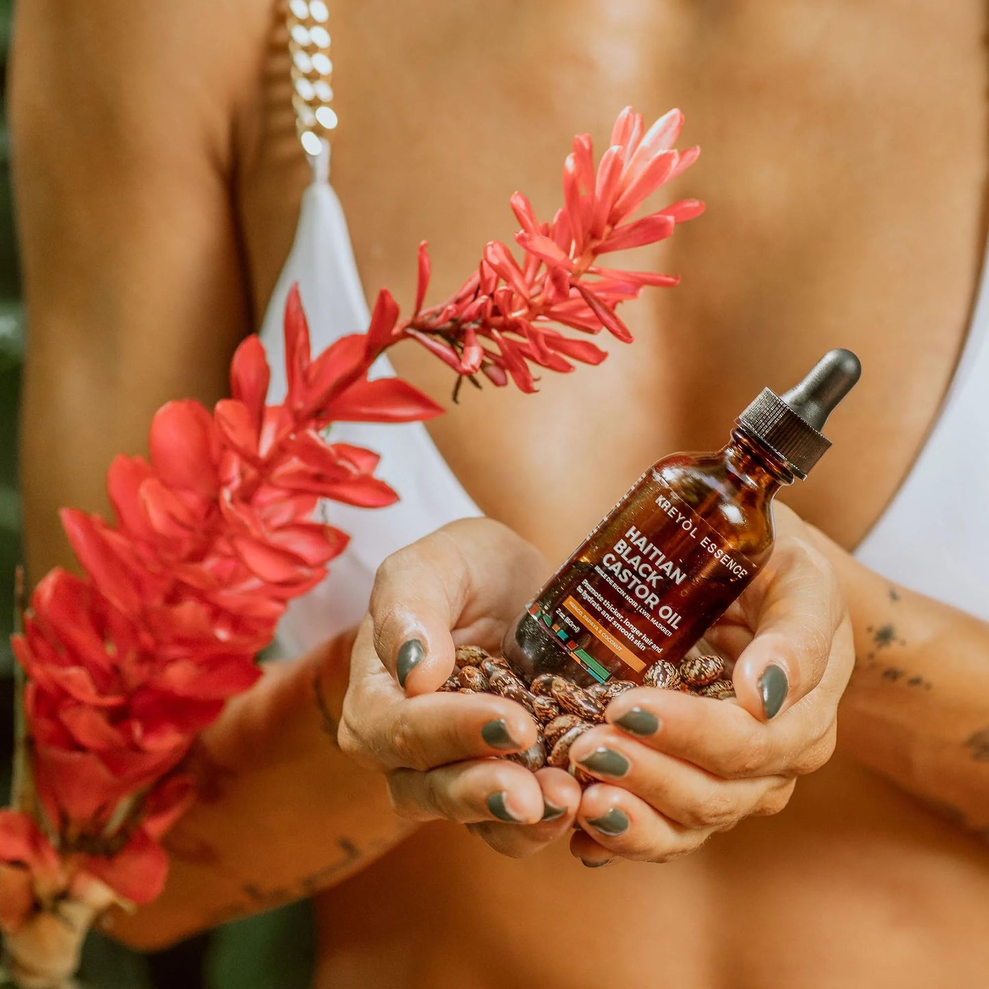 Kreyol Essence - Haitian Black Castor Oil for Skin and Hair, Glass Bottle - Fuller-Looking Hair, Hexane Free, Natural Humectant