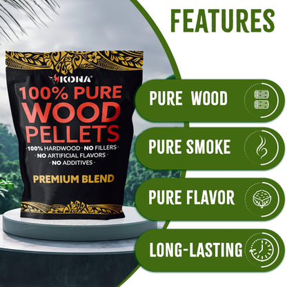 Kona Build Your Own Wood Smoker Pellet Variety Pack - Choose Your Favorite Flavors - Mix and Match - Set of 8-1 lb Resealable BBQ Wood Pellets