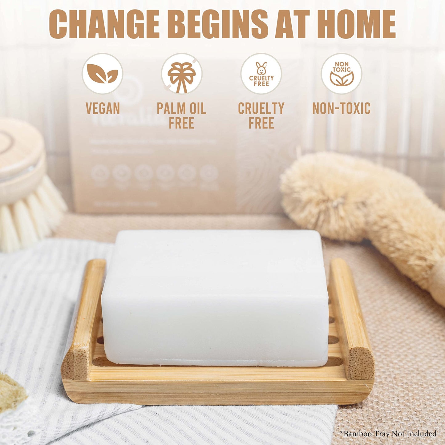 Tieralia Handcrafted Dish Bar Soap - Plant-Based, Zero Waste, Vegan Soap, Unscented Soap, Dish Soap - 5.64oz (Dish Bar Soap)