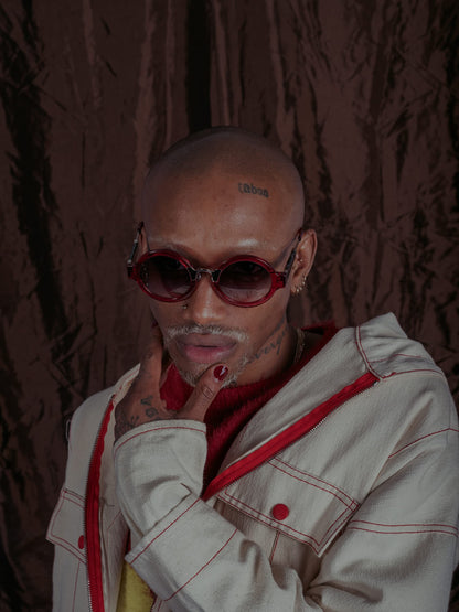 Coco and Breezy Pram Round Sunglasses, 202/Red/Tortoise/Silver, 48mm, 23mm, 145mm