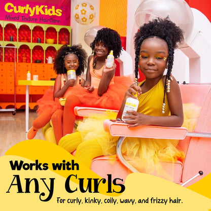 CurlyKids Textured Hair Care Set with Hair Detangler Spray, Kids Shampoo, Conditioner & Creme for Curly, Frizzy, & Wavy Hair | Sulfate & Paraben-Free Formula to Detangle, Hydrate, and Revitalize Curls