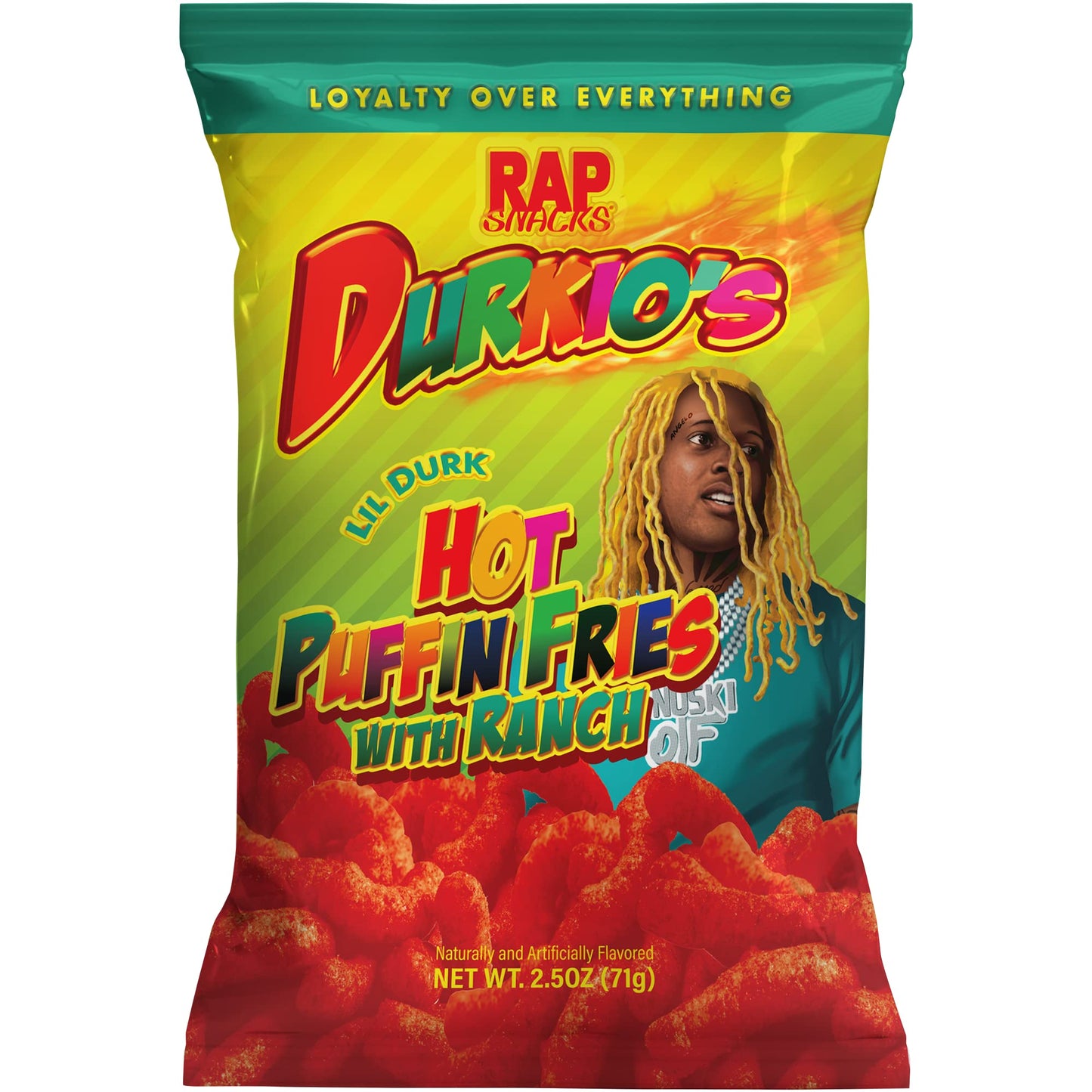 Rap Snacks Lil Durk Durkio's Hot Puffin Fries with Ranch 2.5 Oz Bags - Pack of 6