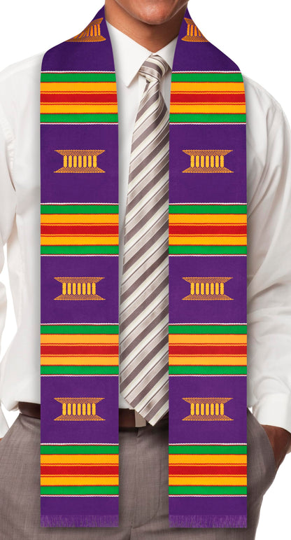 ADVANSYNC Kente Cloth Graduation Stole Red, Yellow or Purple (Purple)