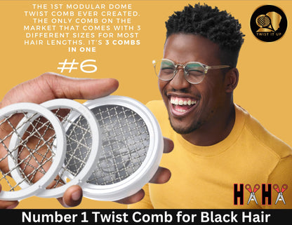 HaHa Davis Twist It Up Comb - Special Edition, V5 Modular Dome Comb for Black Men's Curls - Alternative to Hair Sponges and Tennis Racket Twist Combs
