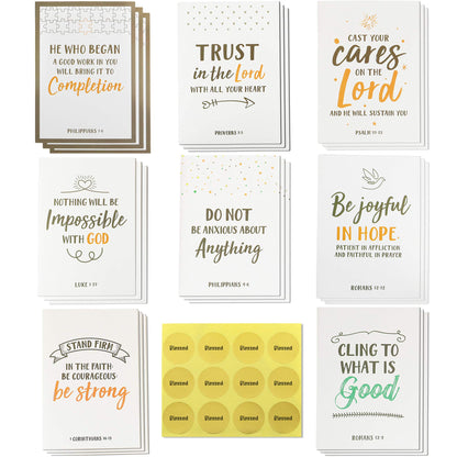 Dessie 56 Pack Inspirational Bible Verse Cards with Envelopes | 8 Unique Scripture Cards | Boxed Greeting Card Set with Blessed Stickers And Bonus Self-Reflection E- Scripture Journal