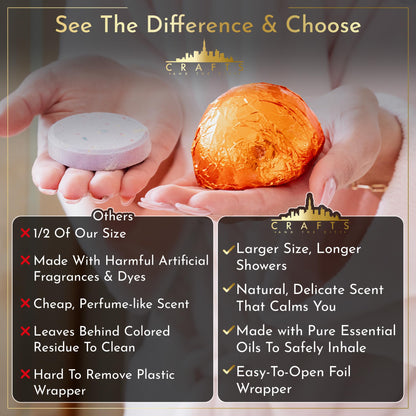 Crafts And The City Luxury Shower Steamers Aromatherapy 6 Pack Gift Set -Made in USA Essential Oil Shower Bath Bombs for Women- Best Womens Luxe Shower Fizzies Scents Vapor Pods Melts Soothers