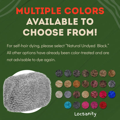 Locsanity Afro Kinky 100% Bulk Natural Human Hair - Braiding Hair for Dreadlocks, Loc Repair, Dreadlock Extensions, Twists, Braids - 8 Inches Long, 1 Oz - 50/50 Grey