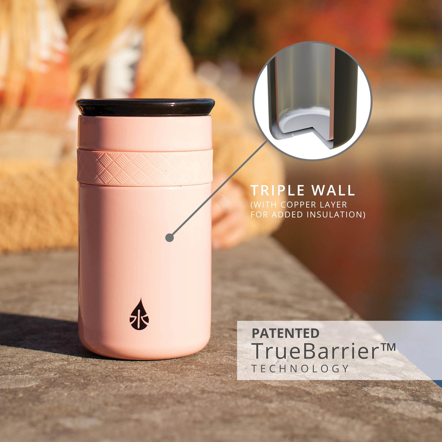 Elemental Artisan Insulated Tumbler, Triple Wall Coffee Travel Tumbler, Reusable Stainless Steel Coffee Tumbler with Ceramic Lid, Thermal Coffee Cup for Hot (6 Hrs) & Cold (18 Hrs), 12oz - Gloss Rose