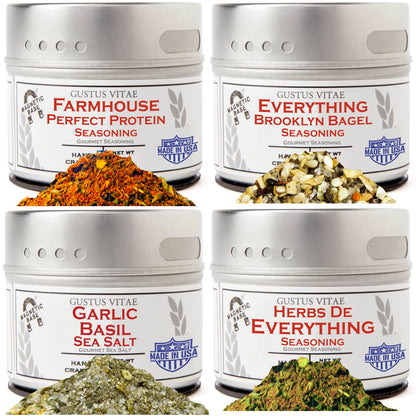 Luxury Beginner Cook Collection | Gourmet Seasonings & Rubs | All Natural, Non GMO | Small Batch | Artisanal Spice Blends | Gustus Vitae