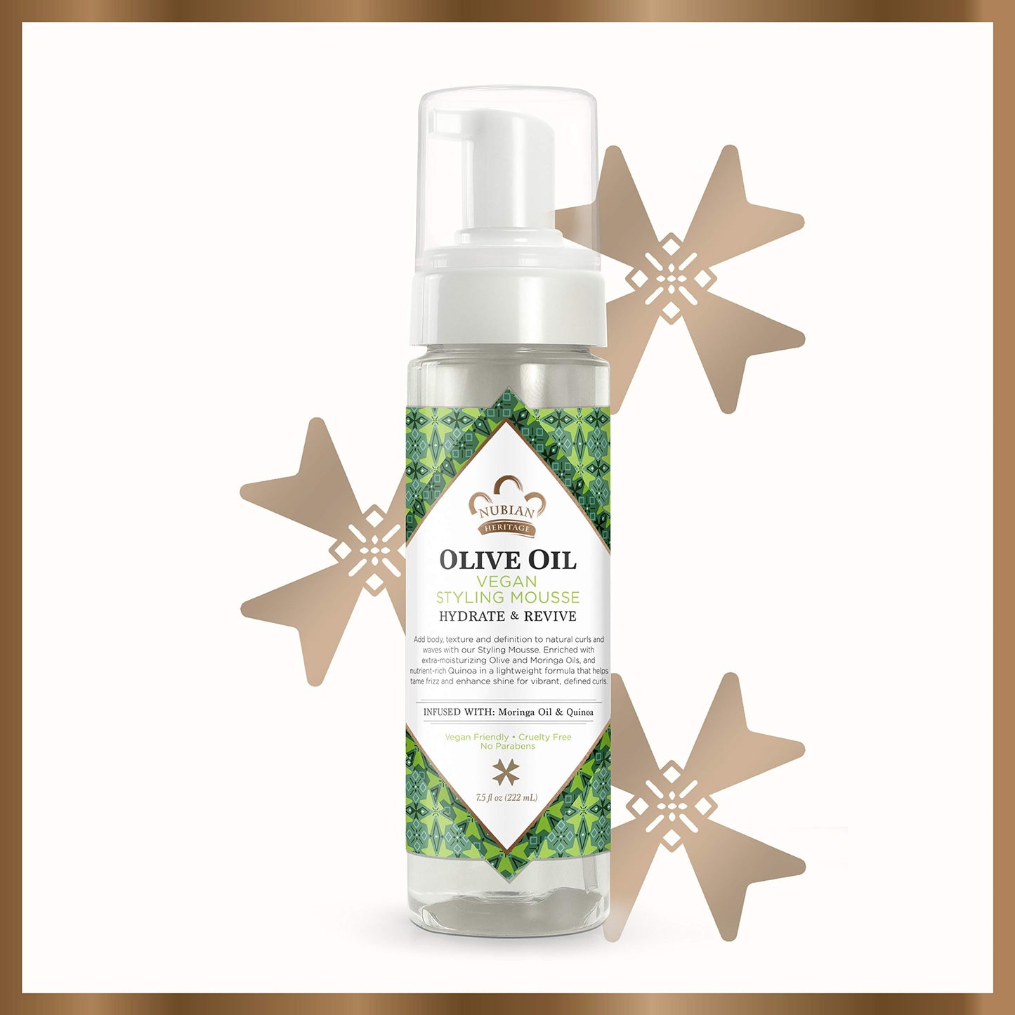 Nubian Heritage Weightless Styling Mousse for Dry Hair, Olive Oil Hair Mousse That Nourishes for Healthy and Hydrated Hair, 7.5 Oz