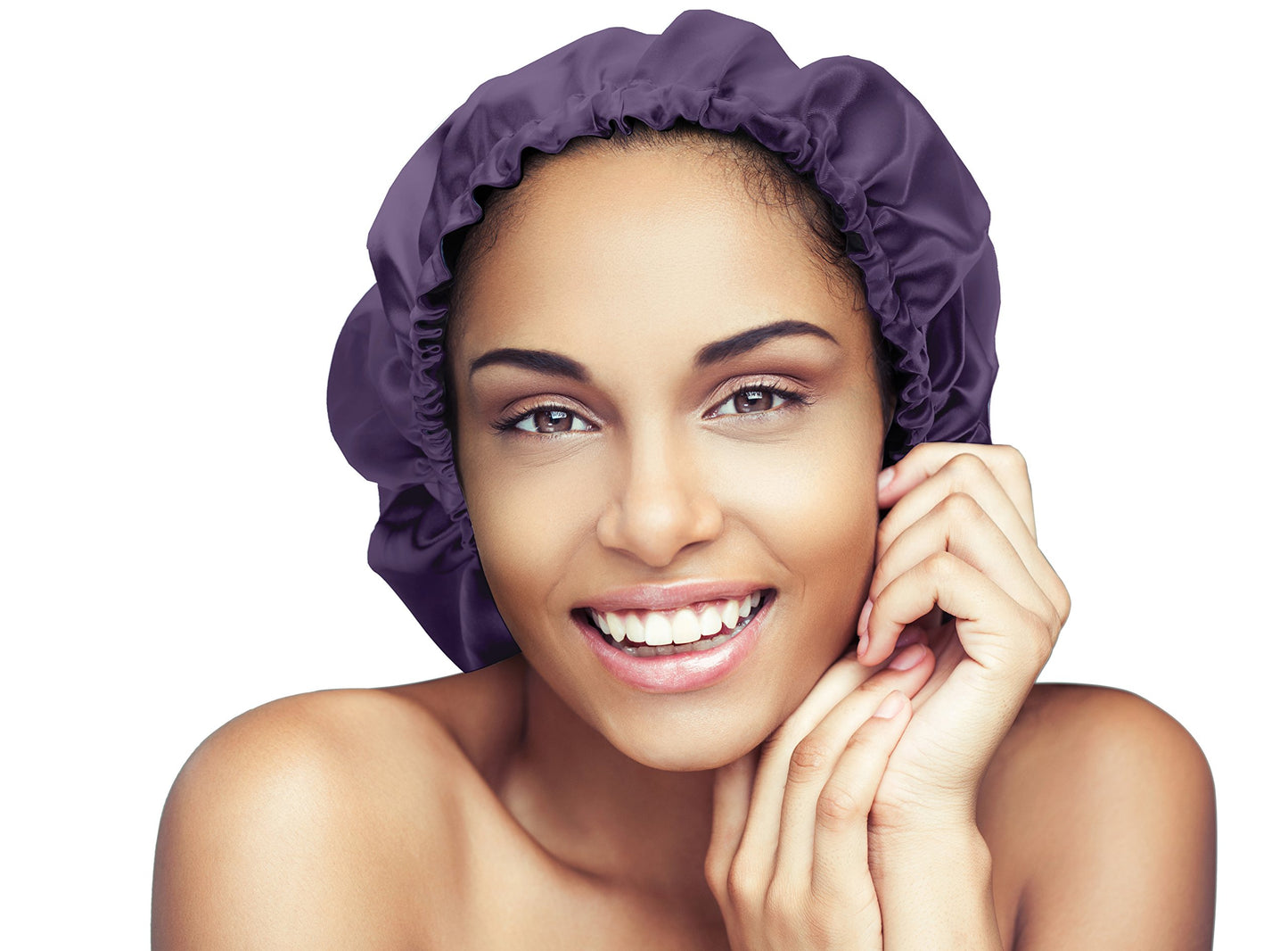 Glow By Daye Satin Bonnet, Double-Layered and Adjustable Satin Sleep Cap, Extra Large, Reversible Purple Reign