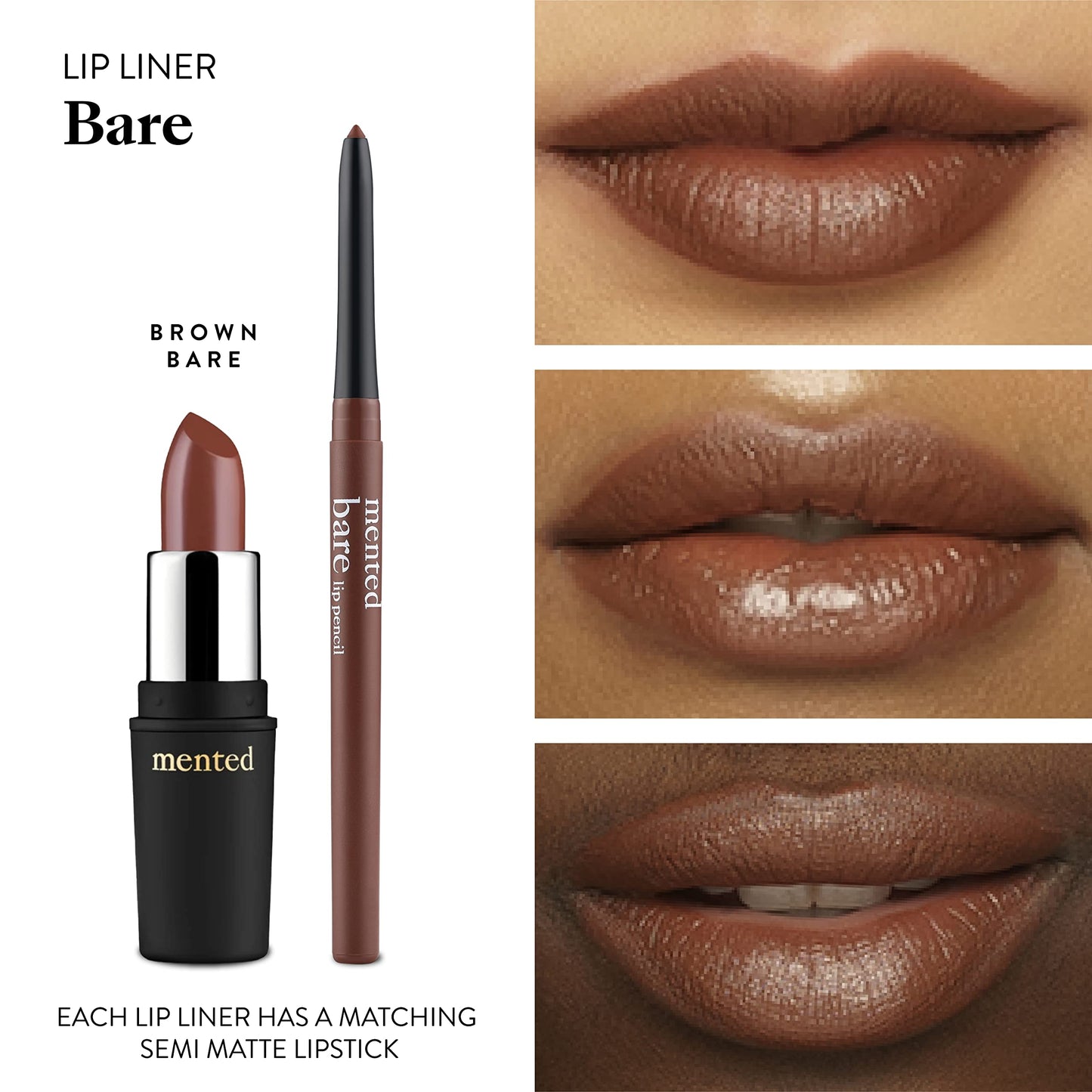 Mented Cosmetics Dark Brown Lip Liner Pencil, Waterproof Lip Liner Dark Brown Lip Pencil, Natural Lip Liner Dark Lip Liner Vegan Cruelty-Free Makeup, Matte Lip Liners for Women