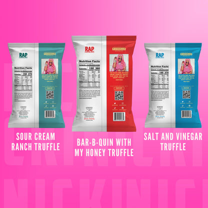 Rap Snacks Nicki Minaj Sour Cream and Truffle, Honey BBQ Truffle, and Salt and Vinegar Truffle Chips Variety - Pack of 12