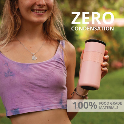 Elemental Artisan Insulated Tumbler, Triple Wall Coffee Travel Mug, Reusable Stainless Steel Coffee Tumbler with Ceramic Lid, Thermal Coffee Cups for Hot (6 Hrs) & Cold (18 Hrs), 16oz - Rose Pink