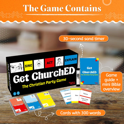 Kulture Games Get ChurchED - The Christian Party Game (Sing, Act/Charades, Explain) - Christian Gifts - Bible Trivia Game - Charades Games for Family & Youth Groups - Christian Cards – Bible Quiz