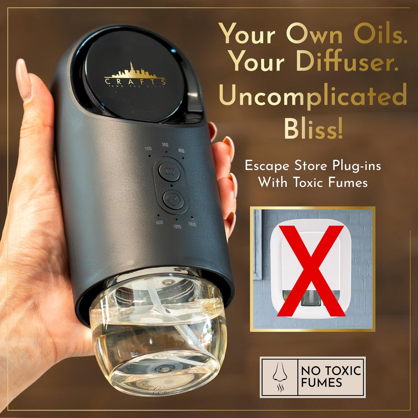 Wireless Waterless Essential Oil Plug in Wall Diffuser for Outlet, Crafts And The City- Cordless Luxury Scent Collection w/No Water for Home, Rooms, Hotel, Travel – Electric Cold Air Mist Nebulizer