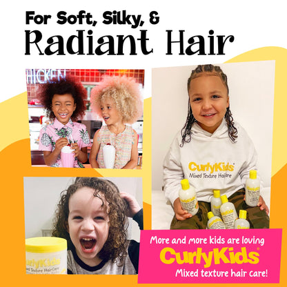 CurlyKids Textured Hair Care Set with Hair Detangler Spray, Kids Shampoo, Conditioner & Creme for Curly, Frizzy, & Wavy Hair | Sulfate & Paraben-Free Formula to Detangle, Hydrate, and Revitalize Curls