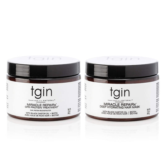 tgin Miracle RepaiRx Strengthening Reconstructor And Mask Duo -12 oz for Damaged Hair - Shampoo and Conditioner Set - High Porosity - Repair - Protect - Restore