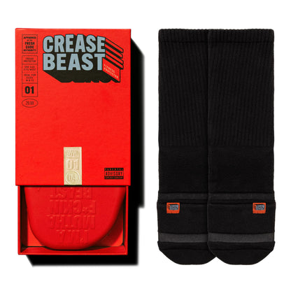 Crease Beast The Standard + Black Pocket Socks Bundle – Memory Foam Crease Protector, Stops Creases in Most Shoes, Comfortable, Cushioned Heel