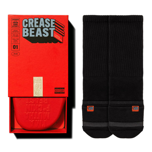 Crease Beast The Standard + Black Pocket Socks Bundle – Memory Foam Crease Protector, Stops Creases in Most Shoes, Comfortable, Cushioned Heel
