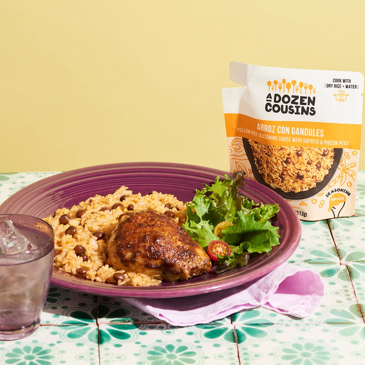 A Dozen Cousins Rice Seasoning Sauce Packets - Season and Prepare Your Own Rice Dishes - 10 Pack - Arroz Con Gandules - 4 oz Packet