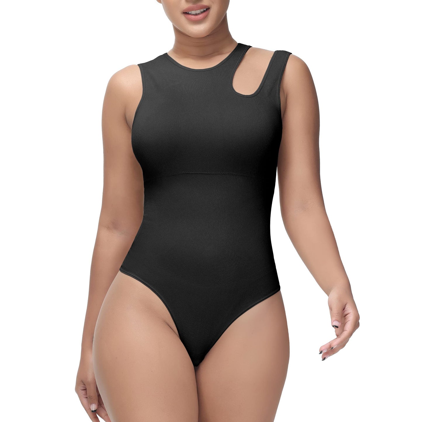 Soo slick Shapewear Bodysuit for Women Tummy Control Tops Cutout Sleeveless Thong Sculpting with Removable Padding Waist Compression