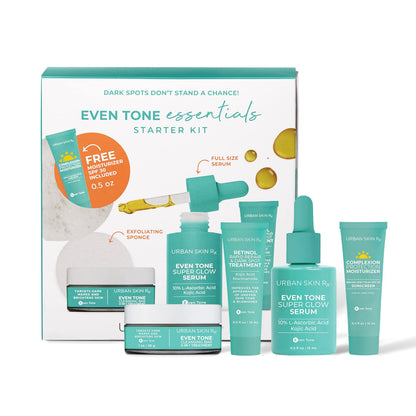 Urban Skin Rx Even Tone Essentials Starter Kit | Daily Regimen Includes 4 Top Products Formulated To Cleanse, Tone, Moisturize & Protect For More Even-Looking Skin