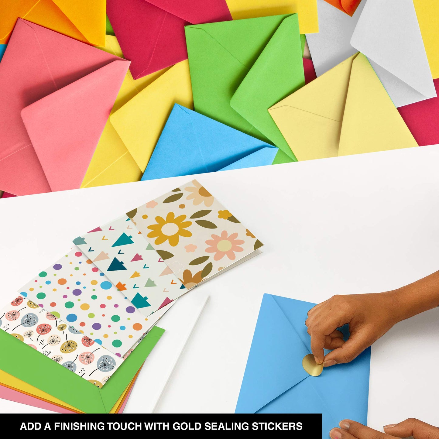 Dessie 100 Unique Blank Cards With Envelopes 4x6 - All Occasion Blank Greeting Cards w/Colored Envelopes & Gold Seals. No Repetition. Note Cards with Envelopes Set