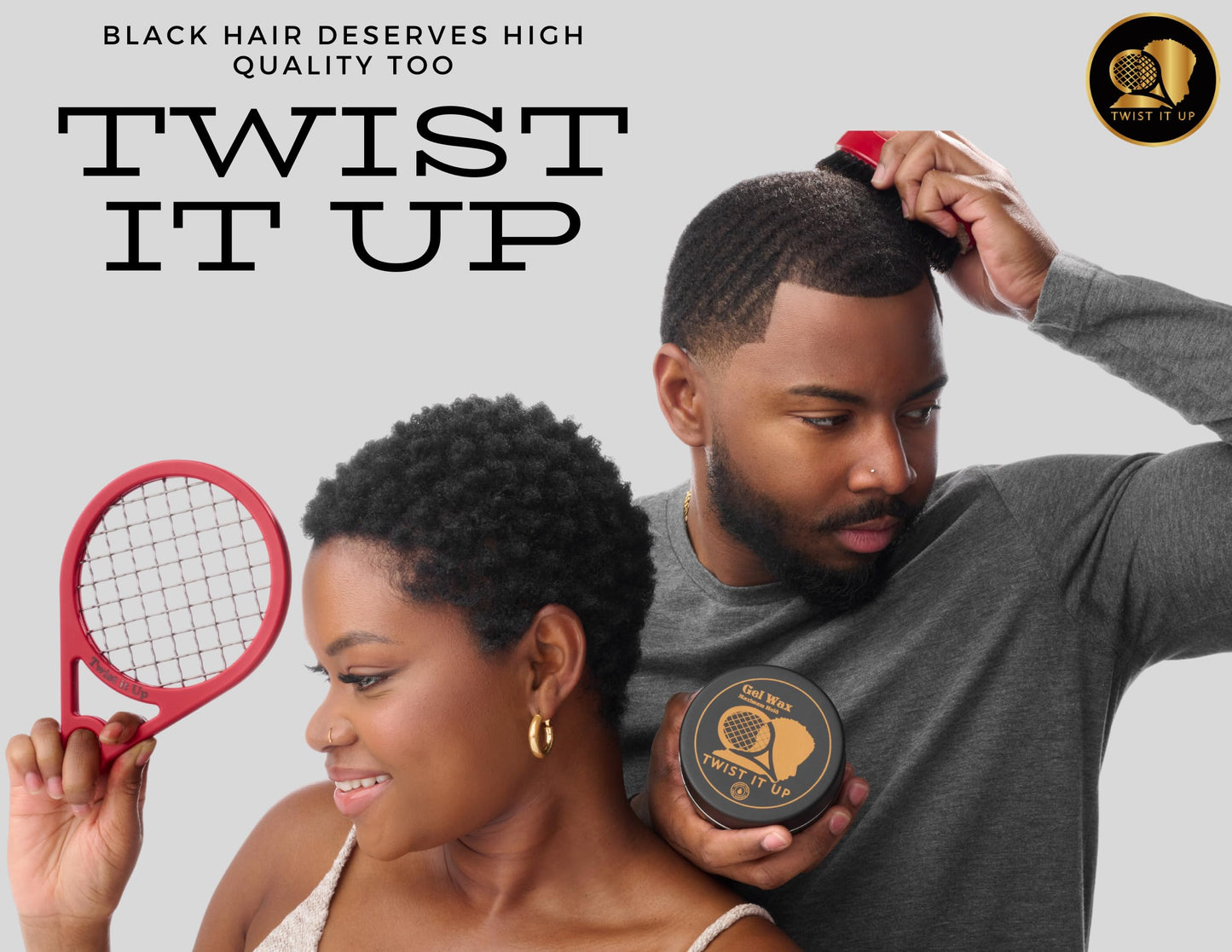 Twist It Up Comb (Imperial Blue) - Alternative to Hair Sponges for Black Men's Curls, Tennis Racket Style Hair Twisting Comb