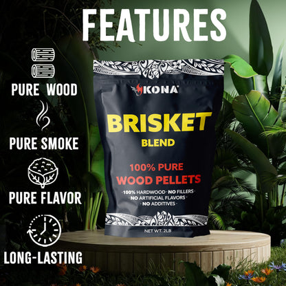 Kona Brisket Blend Smoker Pellets, Intended for Ninja Woodfire Outdoor Grill, 2 lb Resealable Bag