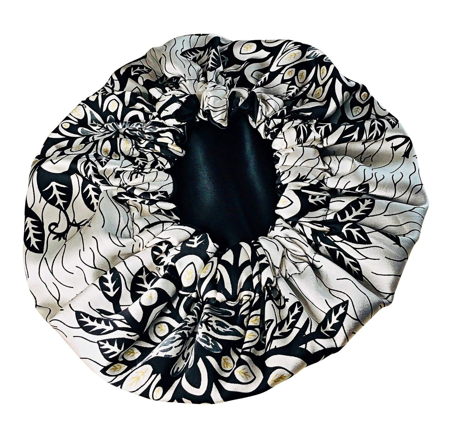 2Chique Boutique Women's African Ankara Print Satin Bonnet Multi Color Patterns (White/Black, Regular)