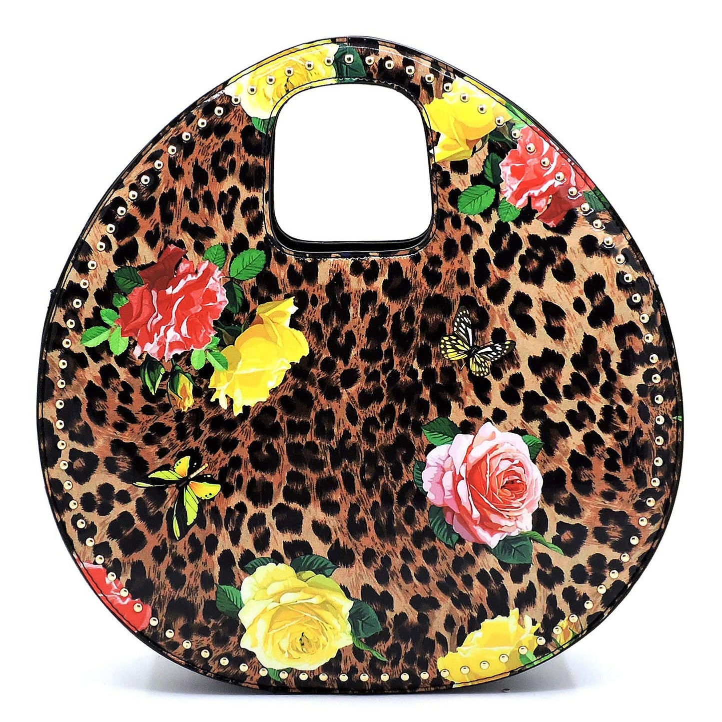 2Chique Boutique Women's Glossy Leopard Flower Printed 2-in-1 Satchel & Wallet Set